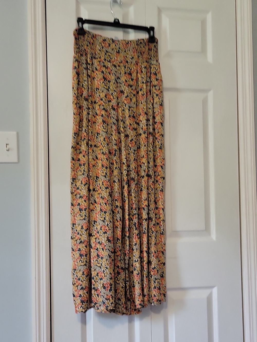 Yellow Floral Palazzo Pants with Elastic Waist